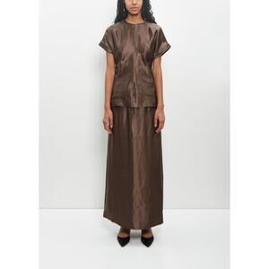 Loulou Studio Liam Elastic Waisband Long Skirt in Deep Taupe M